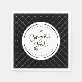 Studentfesten Black White Bows Gratulerar Grad Pappersservett