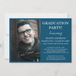 Studentfesten Blue Modern Photo Student Inbjudningar