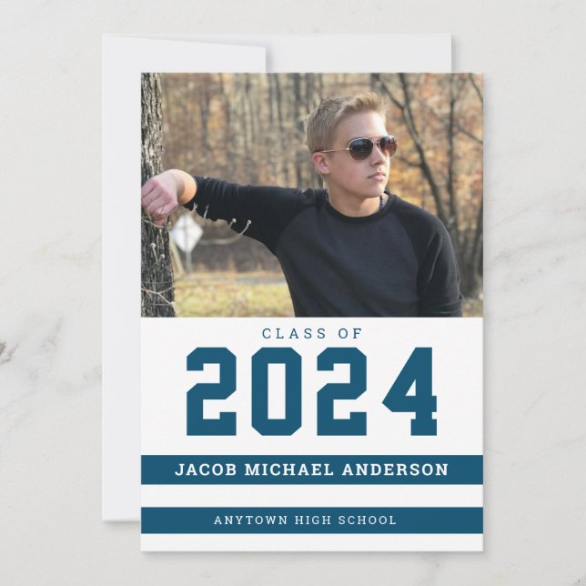 Studentfesten Blue Rand Sporty Photo  Inbjudningar (Framsida)