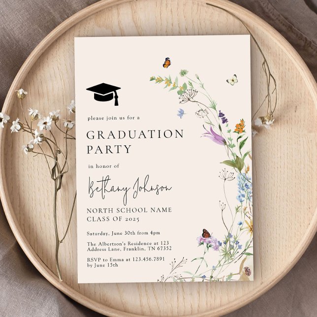 Studentfesten Boho WildblomBlommigt Inbjudningar (Skapare uppladdad)