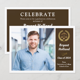 Studentfesten Brown & Guld Law School Photo Inbjudningar