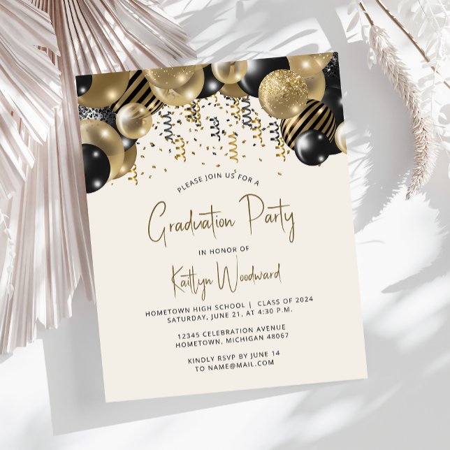 Studentfesten Budget Black Guld Balloon Arch (Skapare uppladdad)