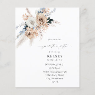 Studentfesten Budget Blue & Beige Boho Blommigt Flygblad