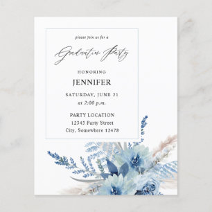 Studentfesten Budget Dusty Blue Boho Blommigt Flygblad