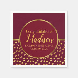 Studentfesten Burgundy och Guld Pappersservett