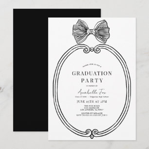 Studentfesten Coquette Black Bow/Ribbon Ram Inbjudningar