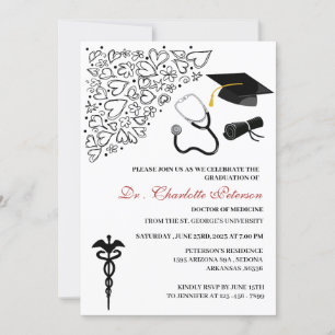 Studentfesten Cute Doodle Medical Doktor Inbjudningar