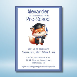 Studentfesten Cute Fox Preschool Kids Inbjudningar