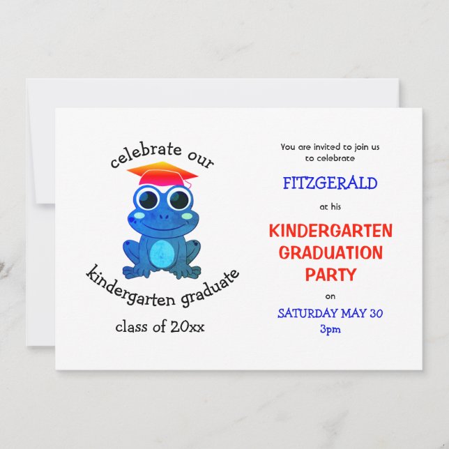 Studentfesten Cute Frog Kindergarten Inbjudningar (Framsida)