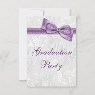 Studentfesten Damask & Faux Bow Girls Inbjudningar