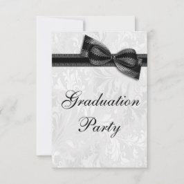 Studentfesten Damask & Faux Bow Girls Inbjudningar