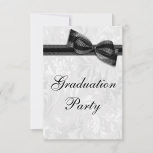 Studentfesten Damask & Faux Bow Girls Inbjudningar