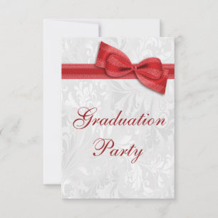 Studentfesten Damask & Faux Bow Girls Inbjudningar