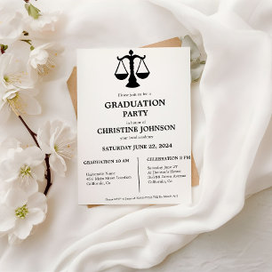Studentfesten elegant Chic Typography Laywer Inbjudningar