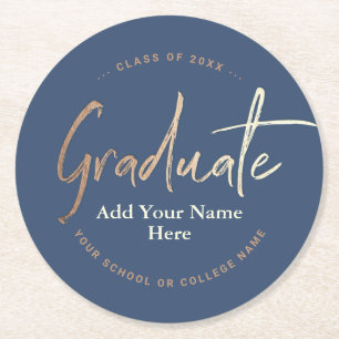 Studentfesten elegant Navy Blue Guld Underlägg Papper Rund
