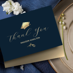 Studentfesten elegant Navy Blue och Guld Tack Kort