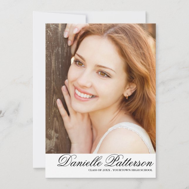 Studentfesten elegant Script Photo Inbjudningar (Framsida)