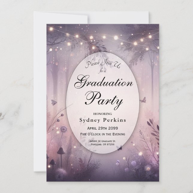 Studentfesten Etheral Fairy Ljus Forest  Inbjudningar (Framsida)
