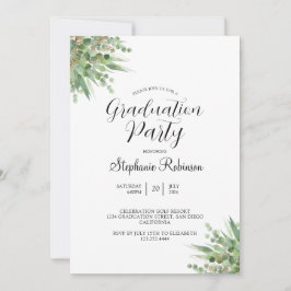 Studentfesten Eucalyptus Modern calligraphy Inbjudningar