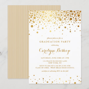 Studentfesten Faux Guld Confetti Dots Inbjudningar