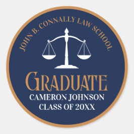 Studentfesten för marinskola i Blåblått Guld Runt Klistermärke