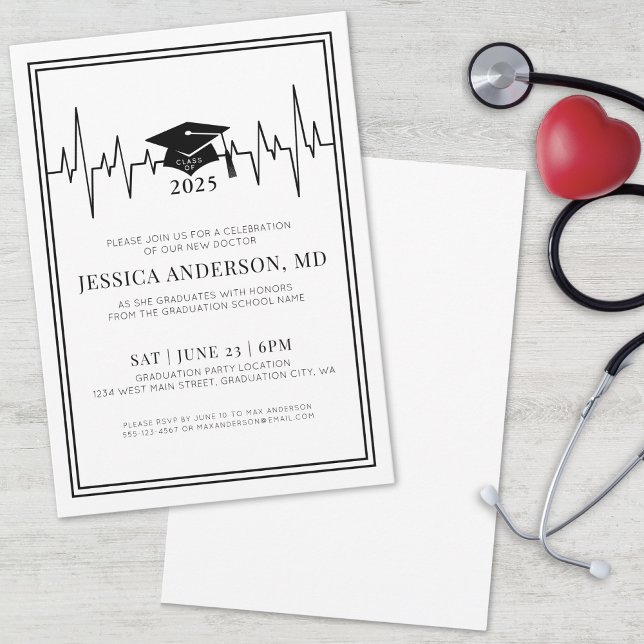 Studentfesten för sjuksköterskeskolor i doktor inbjudningar (Doctor Nursing Medical School Graduation Party Invitation)