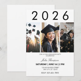 Studentfesten Foto och svart typografi Inbjudningar
