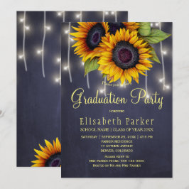 Studentfesten Golden sunrows rustic ljus Inbjudningar