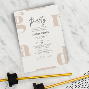 Studentfesten Grad Modern Beige Taupe Inbjudningar