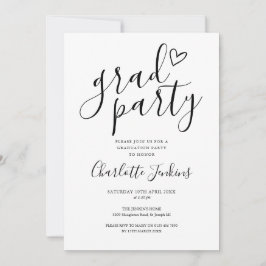 Studentfesten Grad Party Script Heart Inbjudningar