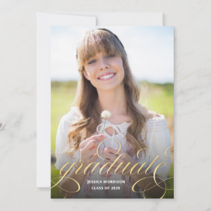 Studentfesten guld Calligraphy Overlay Photo Inbjudningar