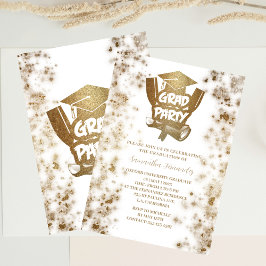Studentfesten guld Glitter Elegant Snyggt Inbjudningar
