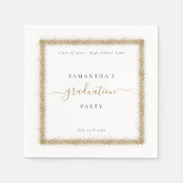 Studentfesten Guld Glitter Ram Namn Pappersservett