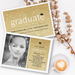 Studentfesten Guld Glitter Student Enkel Chic Inbjudningar
