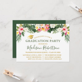 Studentfesten Guld i den tropiska Blommigten Inbjudningar