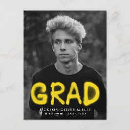 Studentfesten gult Spray Paint Photo Inbjudan Vykort