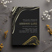 Studentfesten Luxe Black & Guld Liquid Marble