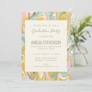 Studentfesten Marble Pastel Abstrakt Marble Inbjudningar