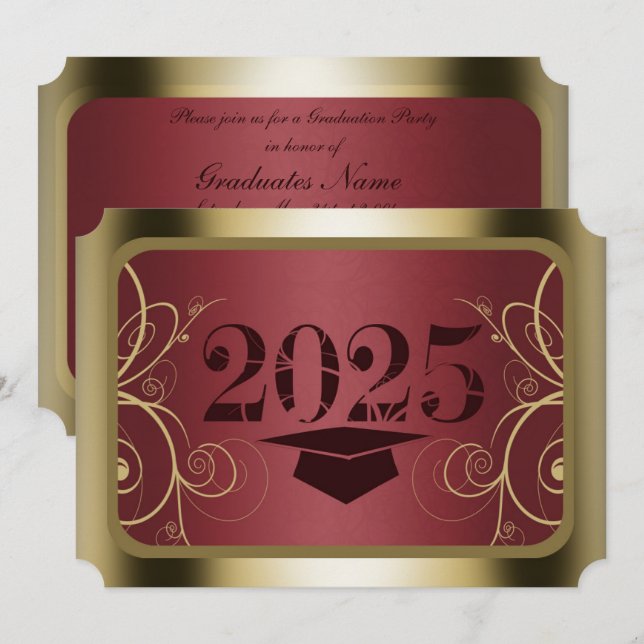 Studentfesten Maron och Guld Ram Inbjudningar (Fram/baksida)