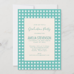 Studentfesten Mint Teal Geometric Dots Mönster Inbjudningar