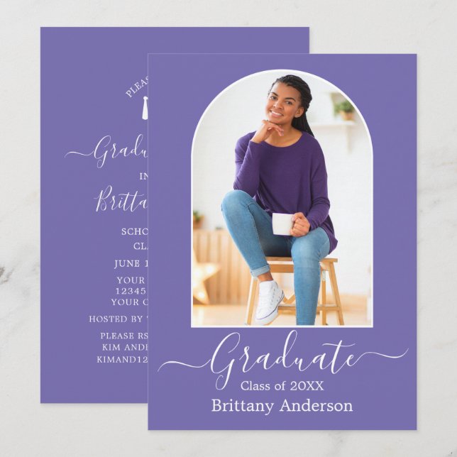 Studentfesten Modern Arch Periwinkle Inbjudningar (Fram/baksida)