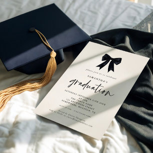 Studentfesten Modern Black Coquette Bow Inbjudningar