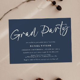 Studentfesten Modern Blue White i skript Inbjudningar