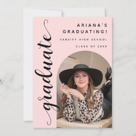 Studentfesten Modern Chic Script Rosa Trendig  Inbjudningar