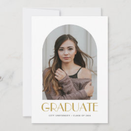 Studentfesten Modern Elegant Arch Photo White Inbjudningar