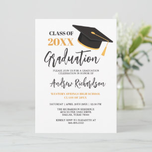 Studentfesten Modern Elegant Typography Tassel Inbjudningar