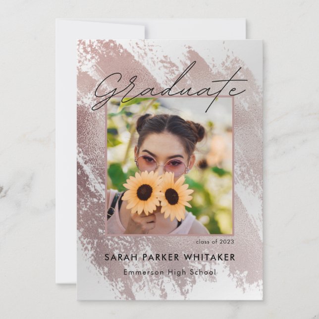 Studentfesten Modern Guld-penseldrag i Ro Inbjudningar (Framsida)