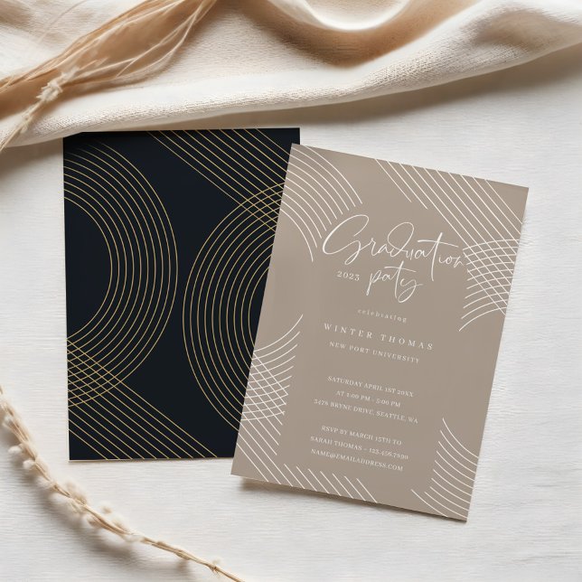 Studentfesten Modern koncentriska skript Inbjudningar (Modern Script Concentric Arches Graduation Party Invitation)