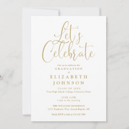 Studentfesten Modern Lets Celebrate Guld-skript Inbjudningar