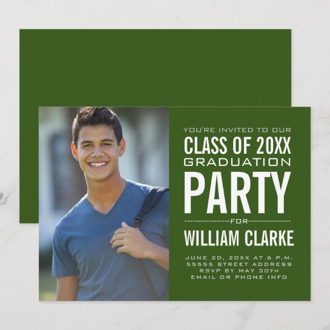 Studentfesten Modern Male Grad Inbjudningar (Fram/baksida)